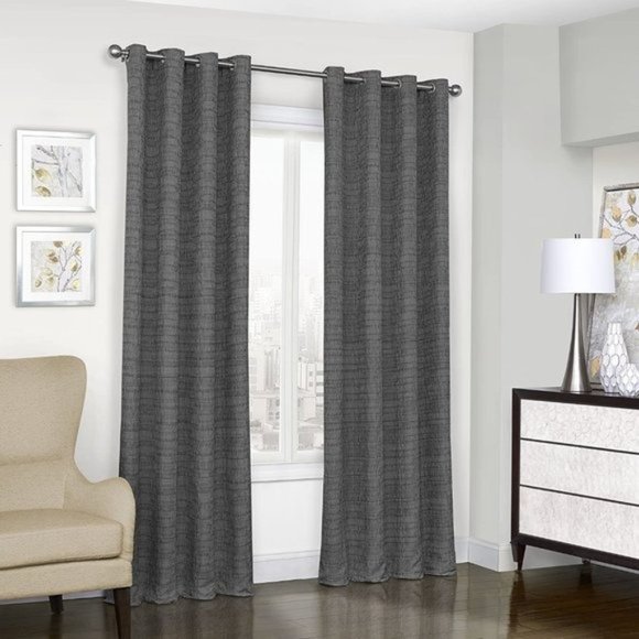 ECLIPSE Trevi Thermal Blackout Single Panel Grommet Curtain Black 52 x 108 NEW - Picture 1 of 8